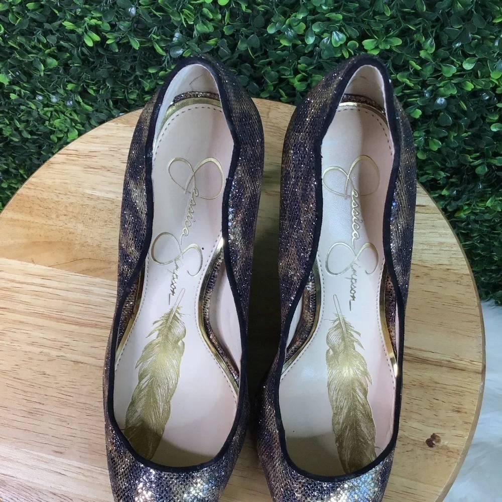 Jessica‎ Simpson animal print sparkling heels